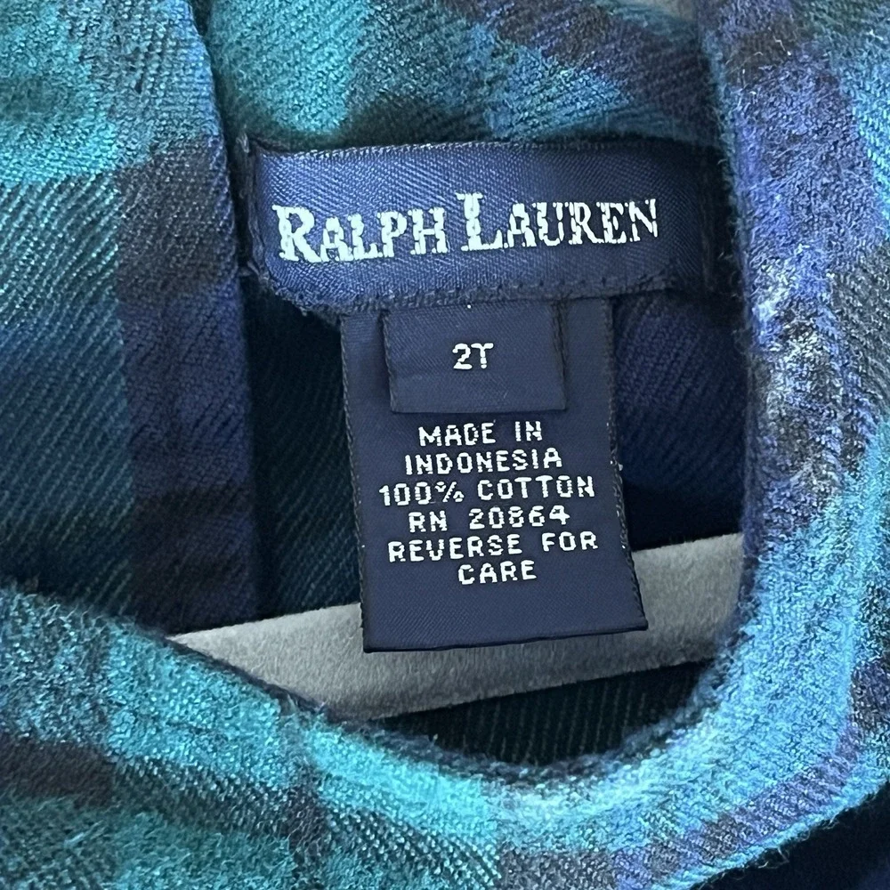 Ralph Lauren Dress Classic Plaid Cotton Sleeveless Blue Green Dress, Summer